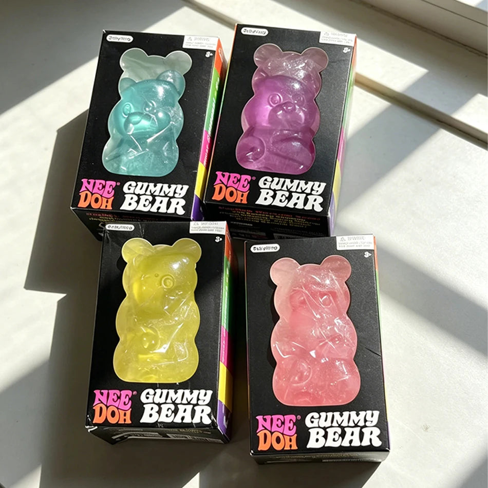 NeeDoh Gummy Bear Squishy Toy Soft Stress Relief Sensory Fidget Squeeze Toy for Kids & Adults Non-Toxic Anxiety Relief Desk Toy
