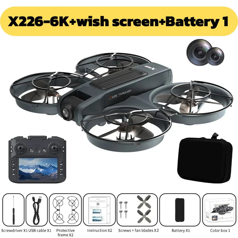 NEW Lenovo X226/X226VR Mini Drones 4K Professional Remote Control Helicopter Plane RC Dron with Screen Quadcopter Toys Gift