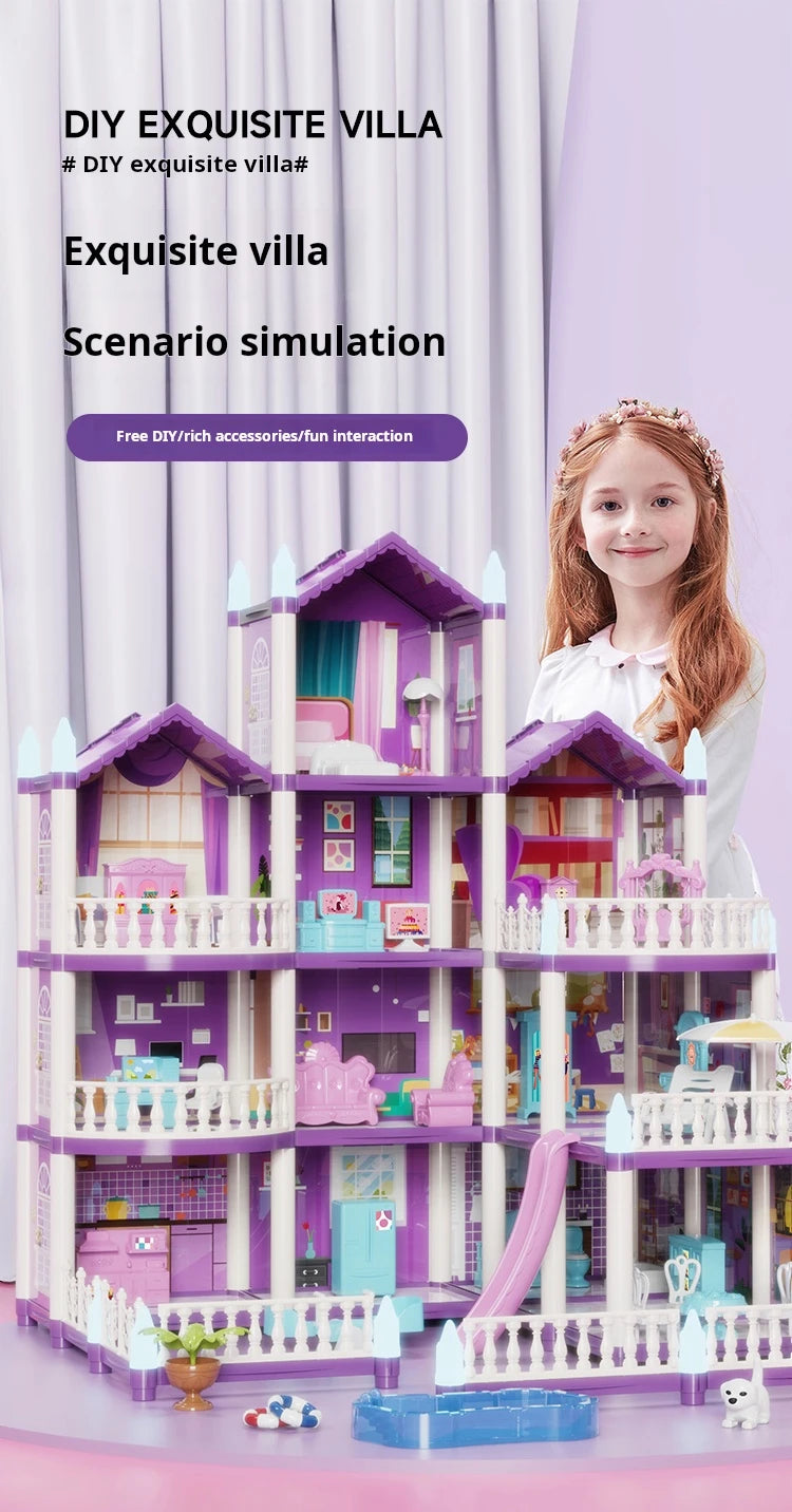 3D DIY Fantasy Princess Castle Villa Assembly Doll House Set Toys, Girls Home Toys & 3D Kids Toys