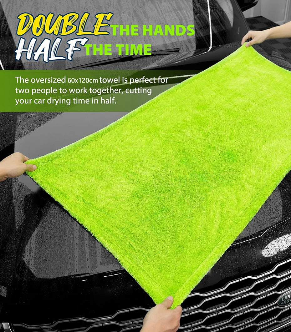 1400GSM Ultra-Thick Drying Towel for Car/Motorcycle Oversized 60x120cm Cleaning Cloth Soft High Absorbent Car Detailing Towel