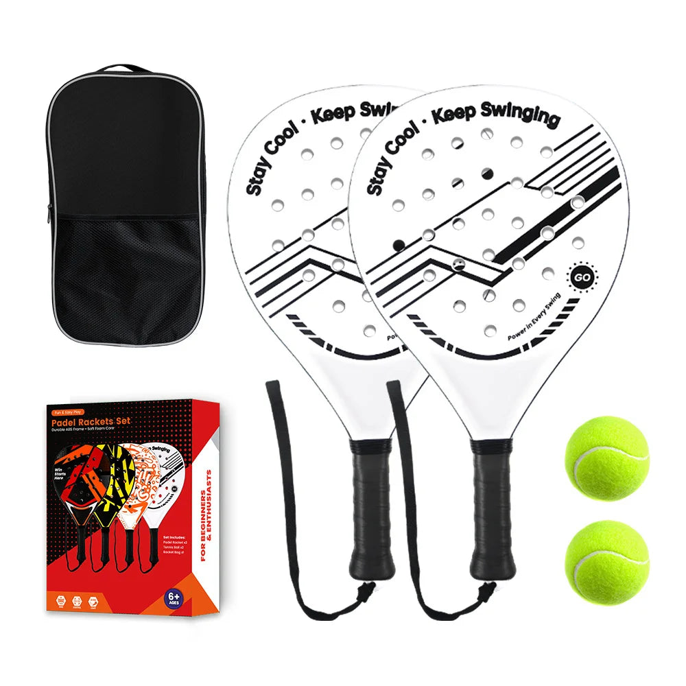 Lightweight Padel Racquet Carbon Fiber Surface with EVA Memory Flex Foam Core for Beginner to Intermediate Players