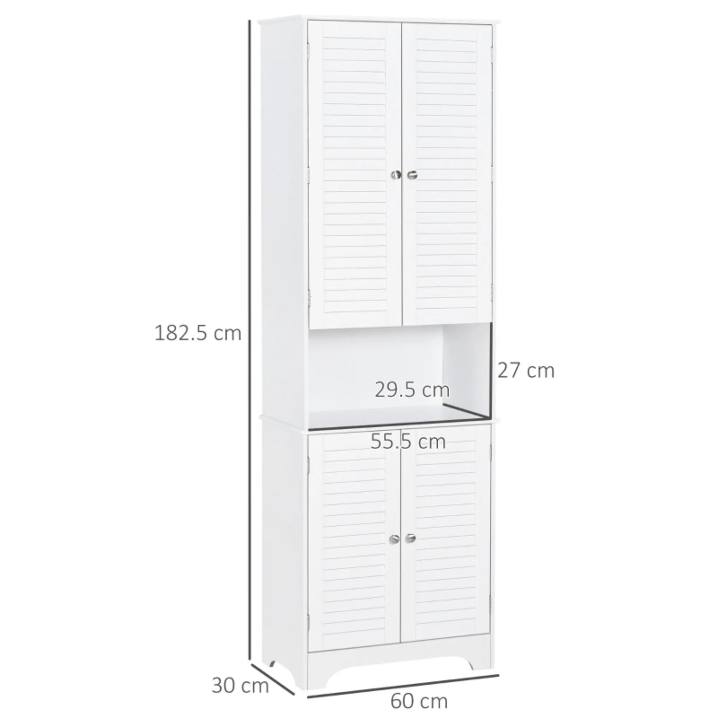 MDF Freestanding 6-Tier Bathroom Storage Cabinet White | UK