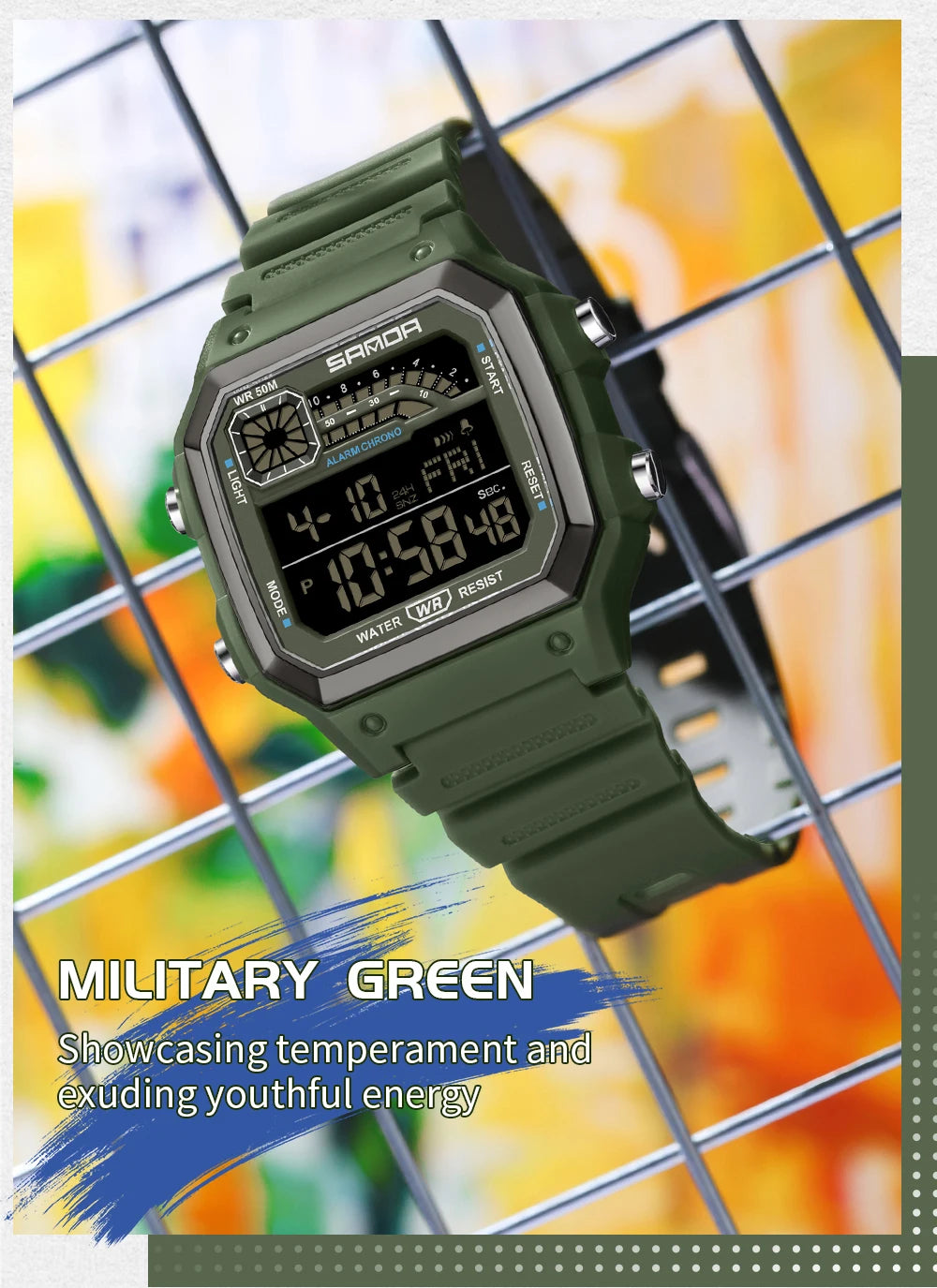 SANDA Outdoor Sport Electronic Watch Men Multifunction Watches Alarm Clock Chrono Waterproof LED Digital Double Time Watch