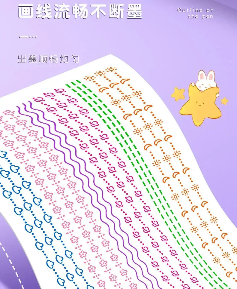 24/3 PCS Kawaii Flowers Line Shaped Highlighter Pens Roller Tip Curve Liner Marker for Writing Journaling Drawing Stationery
