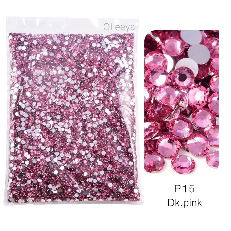 Oleeya Wholesale Flatback Silver bottom Resin Cтразы Non hotfix Rhinestones in Big Package Glitter Crystals and Strass For 네일파츠