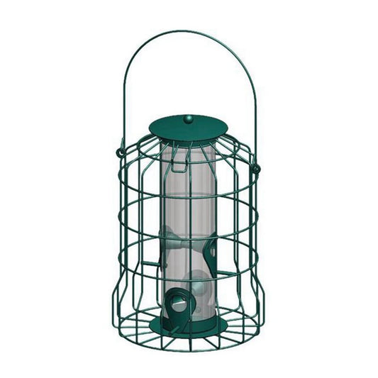 New Bird Deterrent Feeder Rust-Proof Hanging Bird Feeder Cage for Garden Backyard Squirrel-Proof Wild Bird Feeder Green