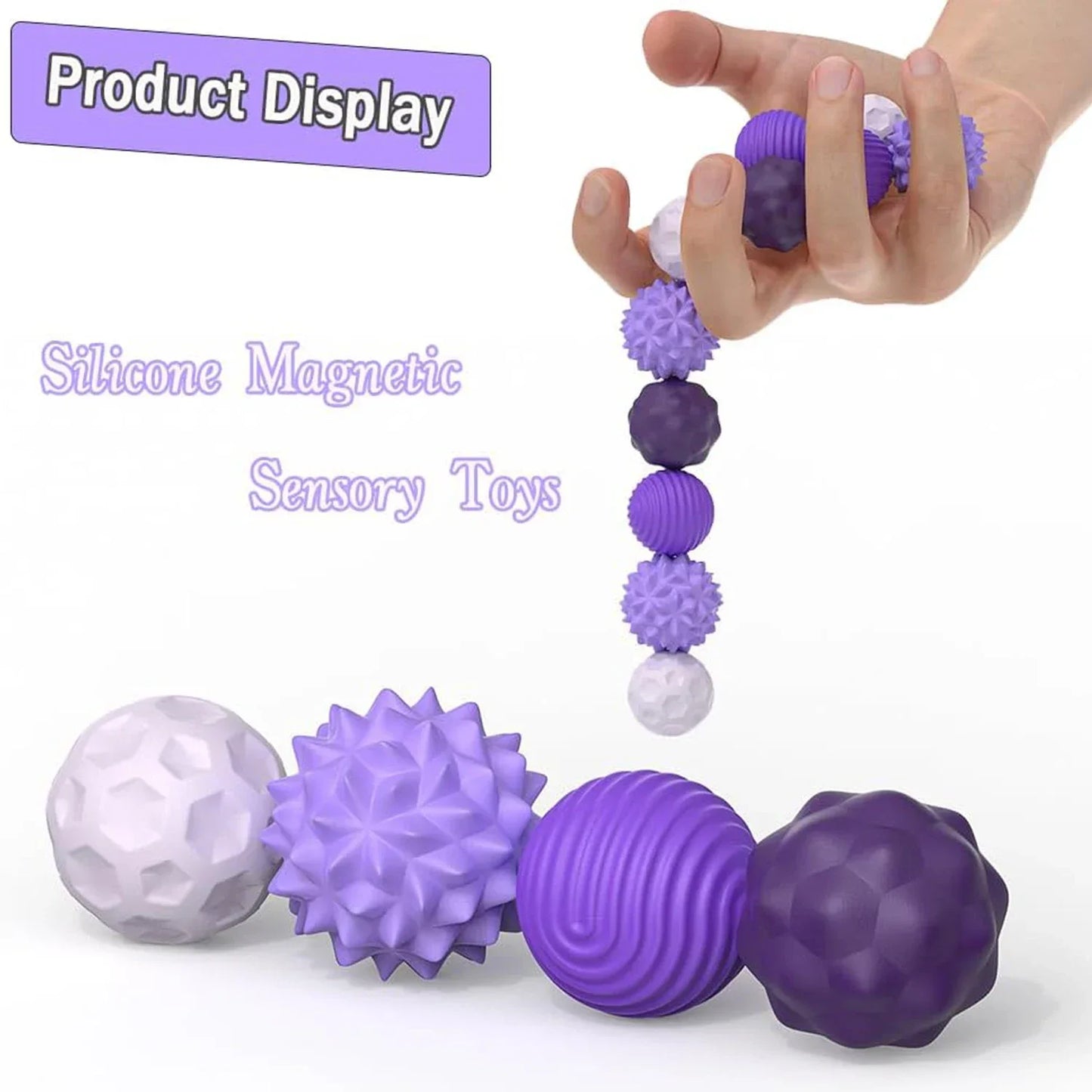 Silicone Magnetic Fidget Balls Fidget Toys Stress Balls for Adults Sensory Stone Travel Toys for Calming Autism and ADHD