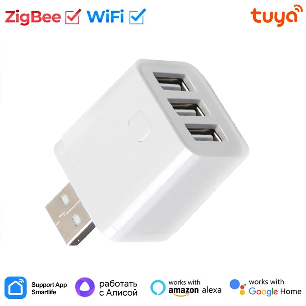 Tuya Smart for Zigbee WiFi Mini 1 2 3 USB Adaptor Switch 5V Micro USB Power Adaptor Smart Life Control Via Alexa Google Home