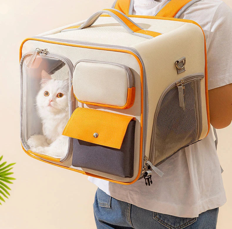 Multifunctional Pet Transport Backpack,Portable Travel Bag,Large Capacity,Three Sides Breathable,Cat Backpack,Thick and durable