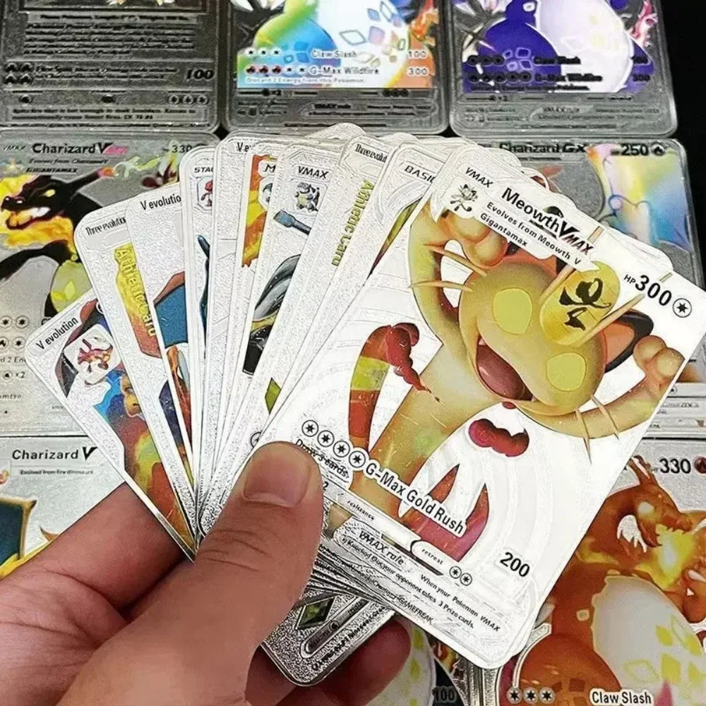 Pokemon Rainbow Gold Silver Black Foil Vmax Gx Cards Golden Letters English Game  Collection Battle TrainerCard Series Gift