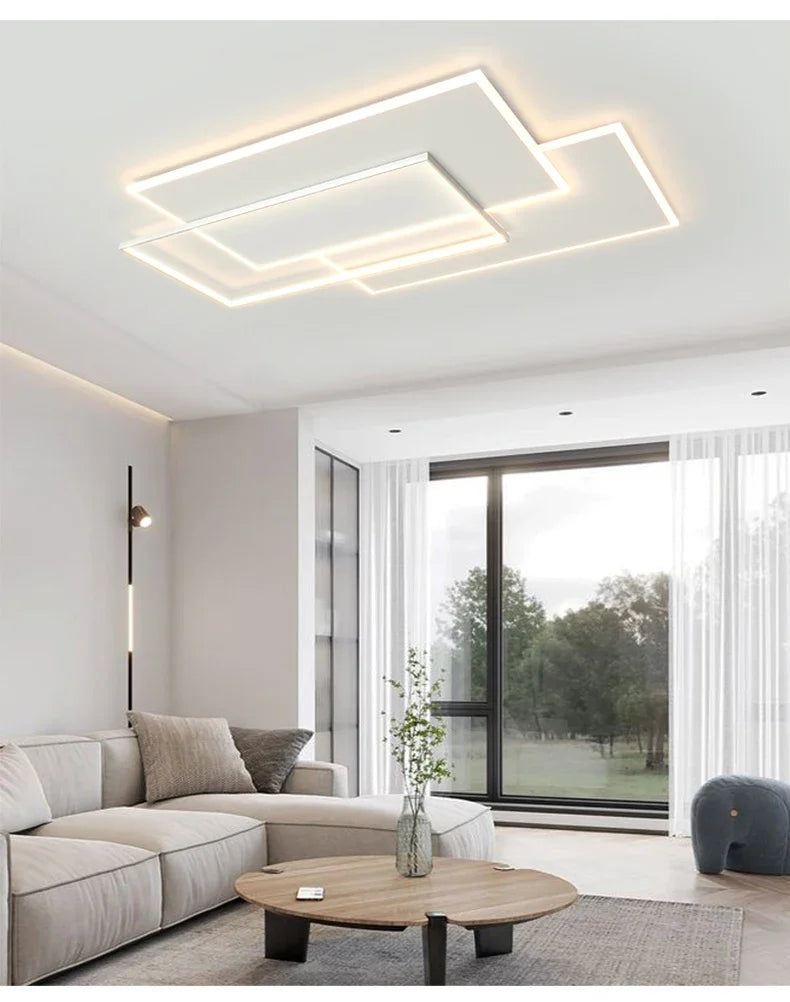 Modern Nordic Led Ceiling Light Square Minimalist Lamps for Kitchen Living Dining  Room Art Home Decoration Chandelier