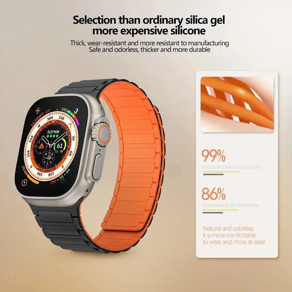 Magnetic Band for Apple Watch Ultra 3 49mm 46mm 42mm 45mm 44mm 40mm 41mm Silicone Strap iWatch Series 11 10 9 8 7 6 SE Bracelet