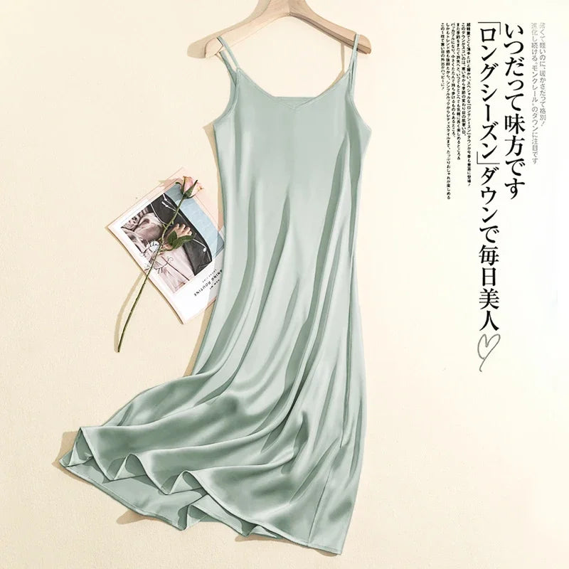 2024 Summer Chic Elegant Dresses For Women Adjustable Strap Satin  Long Birthday Party Dresses Maxi Beach Sundress Robe Vestido