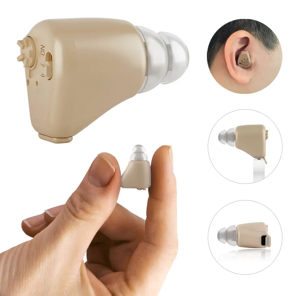 Rechargeable Mini In-Ear Sound Amplifier Wireless Headset Hearing Aid Device with Battery Ear Handset Tool for Deaf