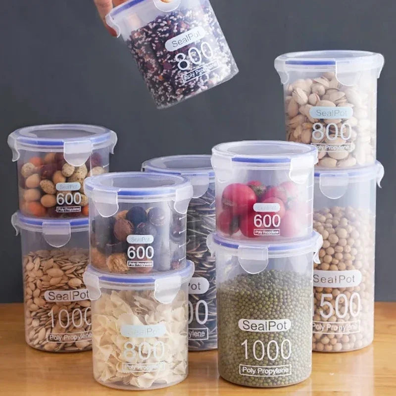 Plastic Sealed Storage Tank Large Capacity Clear Airtight Kitchen Organizer Grain Crisper Have Scale Spice Container Jars New