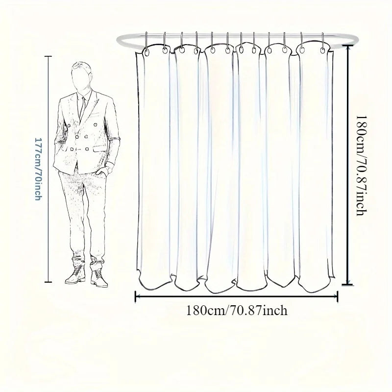 1pc Printed Shower Curtain,180*180cm* 70*70.8inch Bathroom Non Perforated Polyester/PEVA Partition Door Curtain,Hanging Curtain