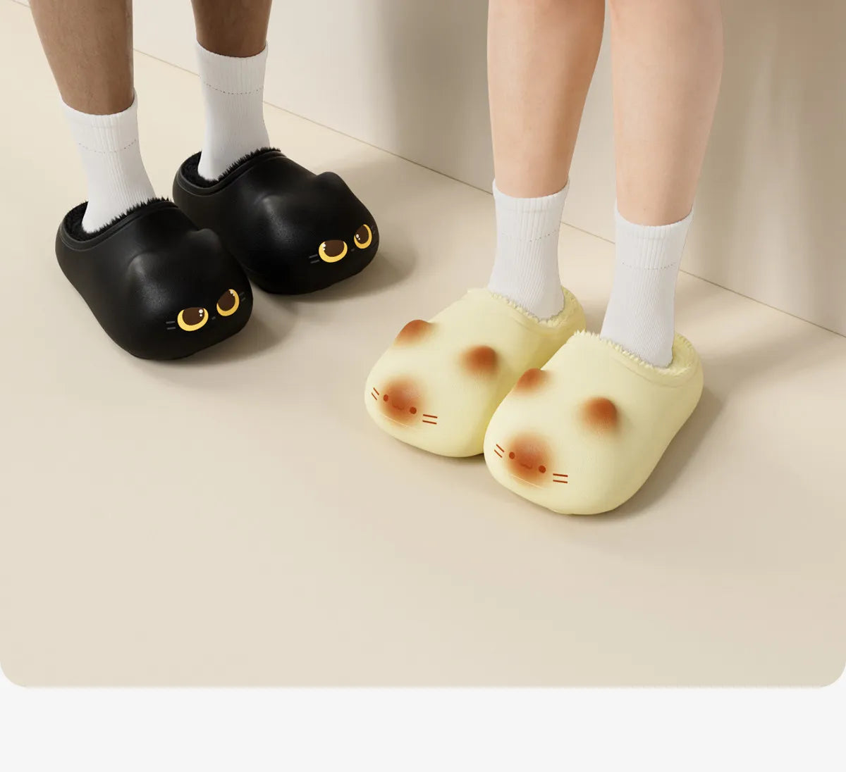 Kawaii Kitty Designer Slippers Women's Bottom Cat Paw Shoes Winter Warm Waterproof Mules Clogs Woman Kitten Home Slipper Adult