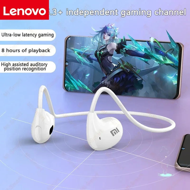 Lenovo Bone Conduction Earphones Bluetooth 5.3 Sports Wireless Headphones Ear Hook Waterproof Headset for Running Driving