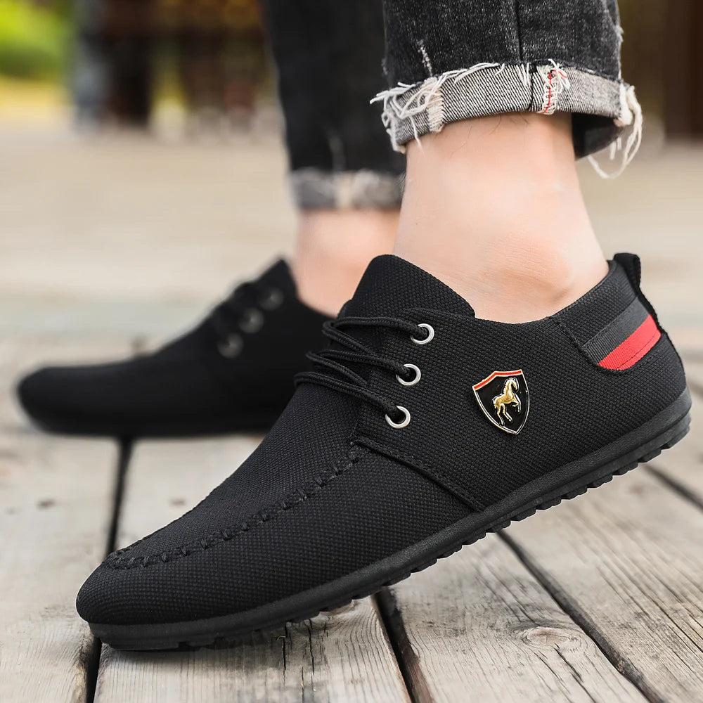 Men's Breathable Fabric Casual Loafers, Soft-Soled Comfortable Lace-Up Low-Top Men's Shoes, Versatile for Daily Commuting and Light Business Wear, Lightweight, Wear-Resistant, Non-Stuffy, Comfortable for Long Wear, Suitable f