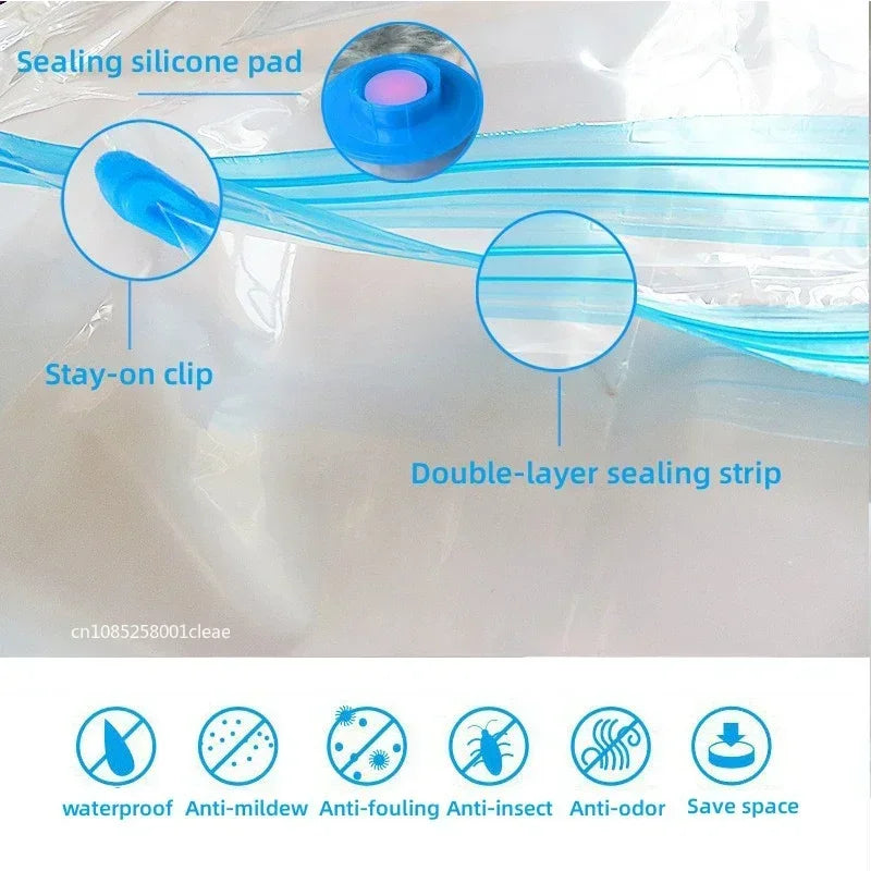 1-10pcs Thickened Vacuum Compression Bag,Transparent Quilt Vacuum Bags, Storage Bags, Household Clothing Storage and Sorting Bag