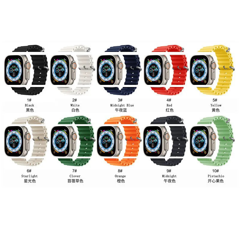 Silicone Band For Apple Watch strap 44mm 45mm 40mm 41mm 42-38mm 45 mm sport bracelet iwatch series 8 7 6 5 4 3 SE 9 Ultra 2 49mm