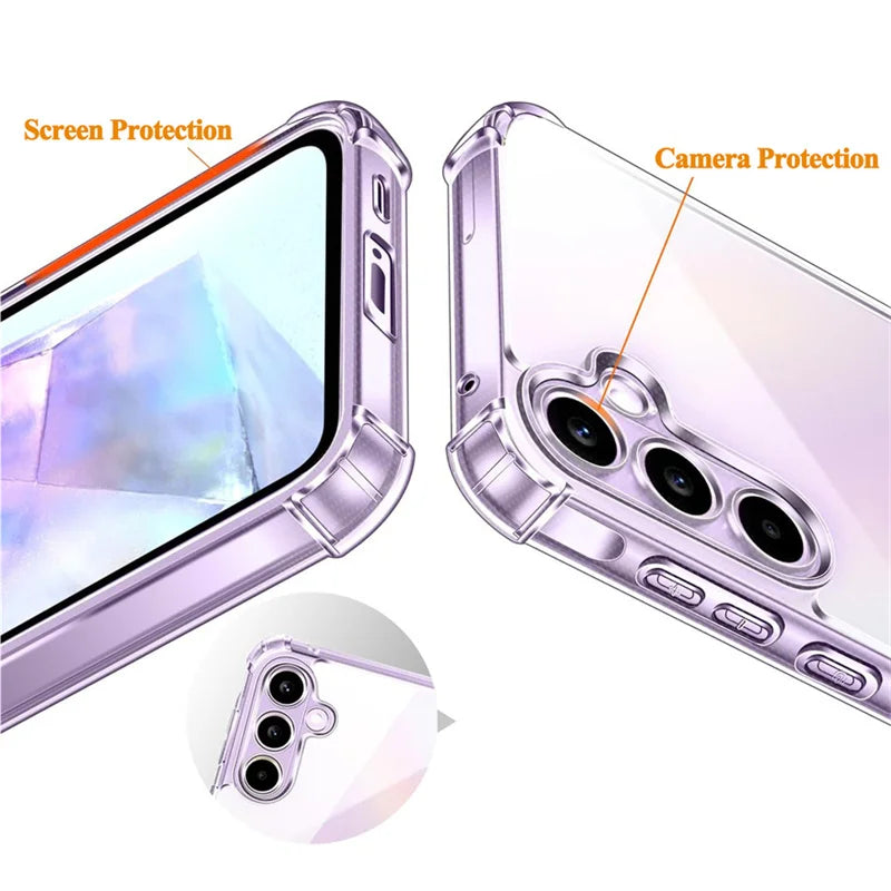 Transparent Phone Case for Samsung A55 5G Back Cover on Galaxy A57 A56 A55 A37 A36 A35 A26 A17 A16 A15 A 35 36 37 55 56 57 Shell