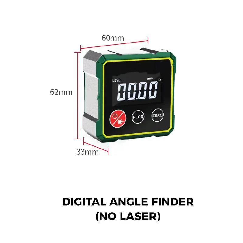 360° LCD Electronic Protractor Mini Inclinometer Measuring Tool Magnetic Digital Angle Finder with Electronic Laser Gauge Ruler