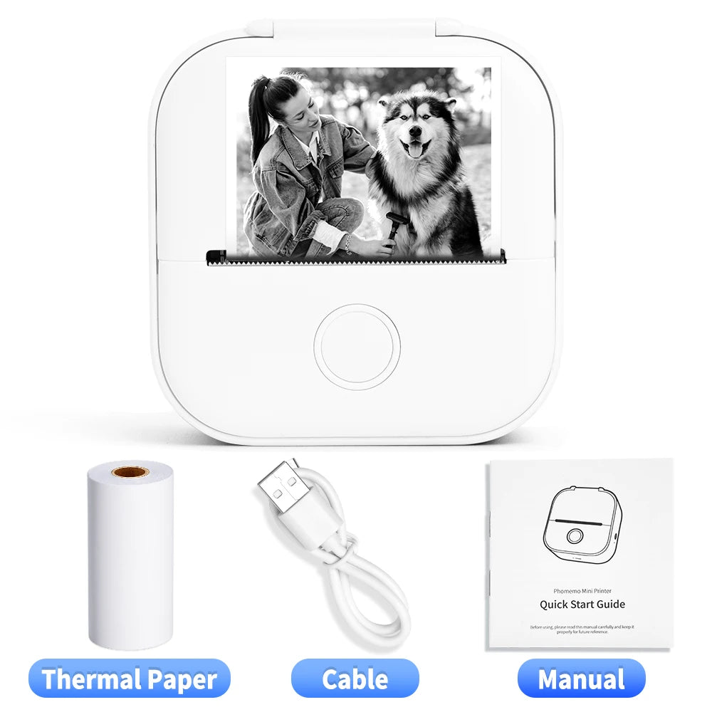 Mini Sticker Printer Phomemo T02 Thermal Portable Inkless Pocket Phone Printer Compatible with Android iOS Instantly Print Fun