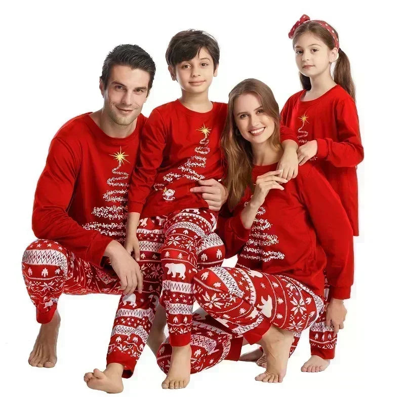Christmas Look Pajamas Set Mom Dad Kids Dog Matching Pyjamas Cute Elf Print Sleepwear Soft Loose 2 Pieces Suit Xmas Wear Pijamas