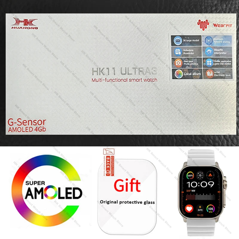 2026 New HK 11 ULTRA 3 Max Smartwatch 49mm AMOLED 4G ROM AI Robot Bluetooth Network Call Clock NFC Compass Smart Watch Men Women