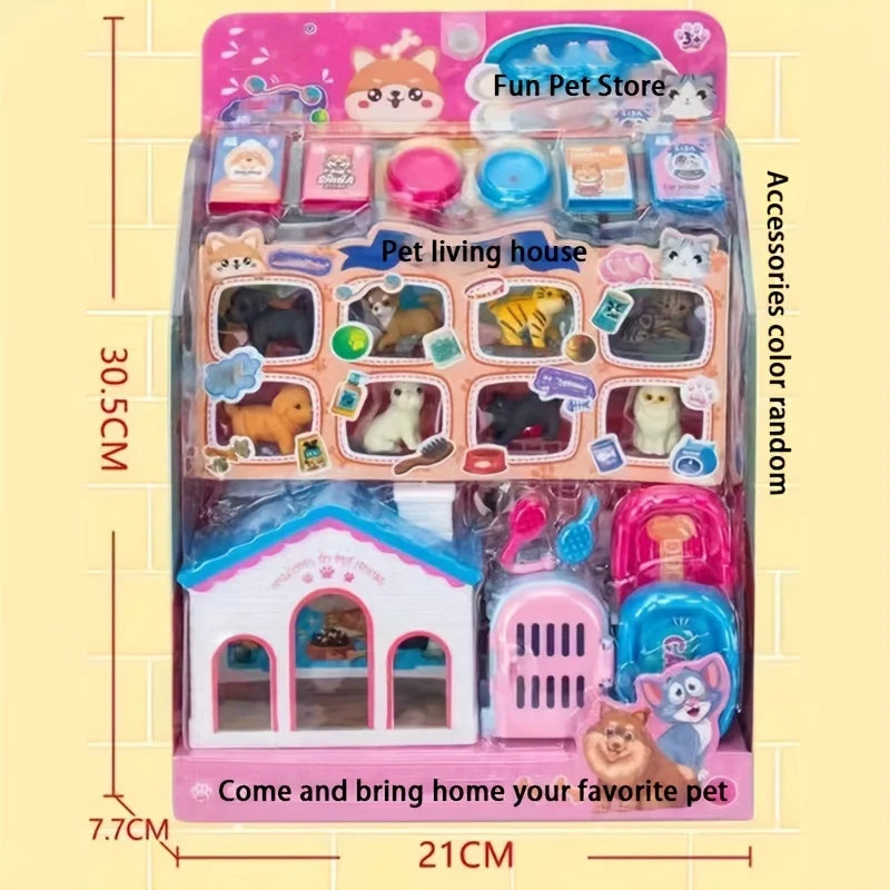Mini Cashier Toy Cash Register Playset Pretend Play Set for Kids Vending Machine Pet Care House Water Dispenser Gift for Toddler