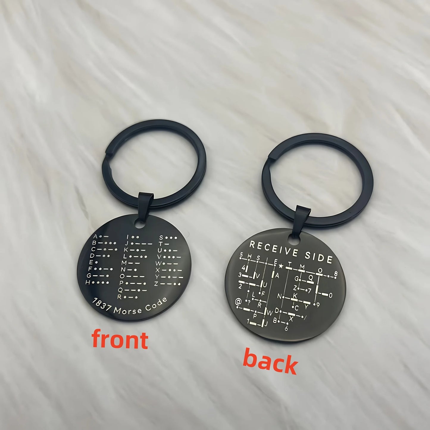 Morse Code Keychain, Double-Sided Alphanumeric Educational Tool, Stainless Steel Car Accessory, Unisex Gift for Radio Amateurs