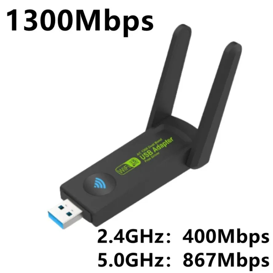 1300Mbps USB3.0 WiFi Adapter Dual Band 2.4G+5Ghz Wireless WiFi Dongle Antenna USB Ethernet Network Card Receiver for PC Desktop