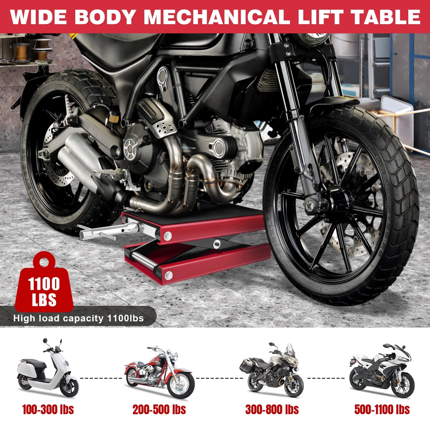 Motorbike Jack Heavy Duty Steel Motorcycle Lift Scissor Lift Motorcycle Stand Scissor Jack Buggy Stand Repair Tool