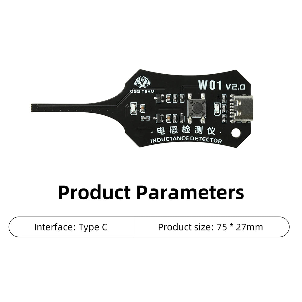Type-C Inductance Tester Electromagnetic Non-Contact Fault Detection for Phones PCB Motherboard Repair Diagnostics Tool