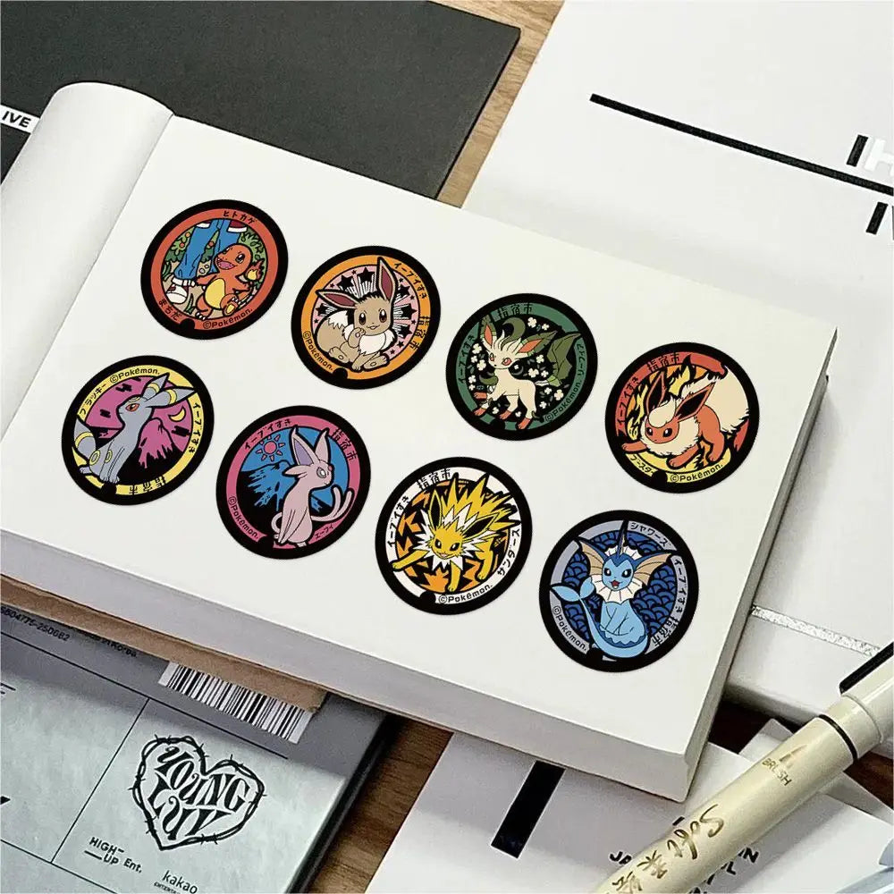 500/1000PCS Pokemon Pikachu Roll Stickers Cartoon Scrapbook Phone Gift Living Waterproof Coffee Phone Stationery Luggage Decals