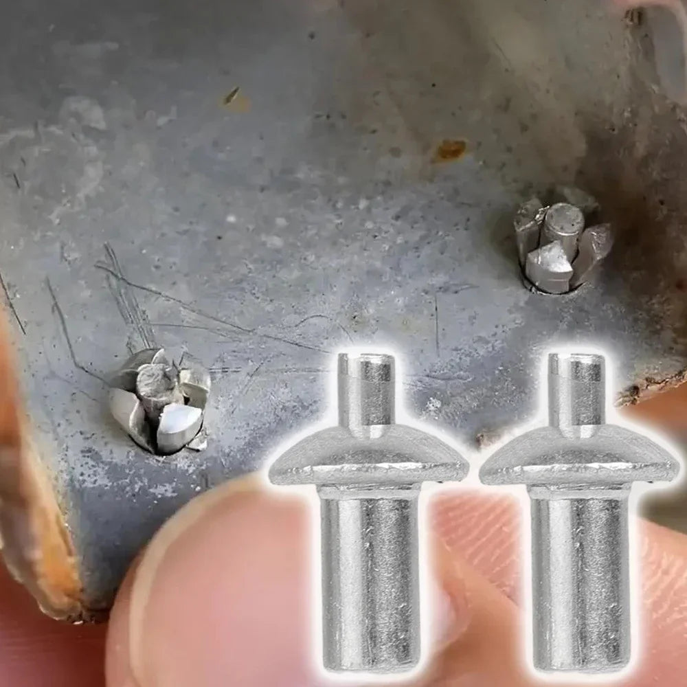100/10x Hammer Drive Expansion Rivets Percussion Expansion Aluminum Nail Head Piercing Knock Type Small Tapping Screws Fasteners