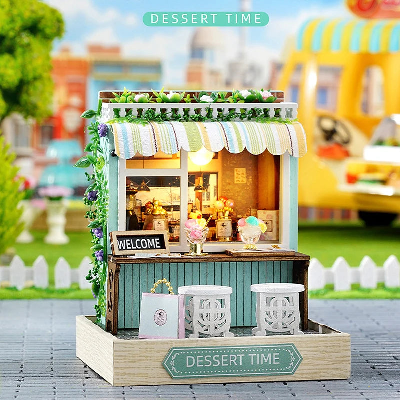 Mini Doll House DIY Small House Kit 3D Puzzle Assembly Model Building Room Bedroom Decoration With Dust Cover Wooden Craft Gifts