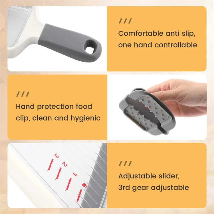 LMETJMA Multi Handheld Mandoline Slicer with Adjustable Stainless Steel Blade Kitchen Veggie Chopper Cheese Grater JT237
