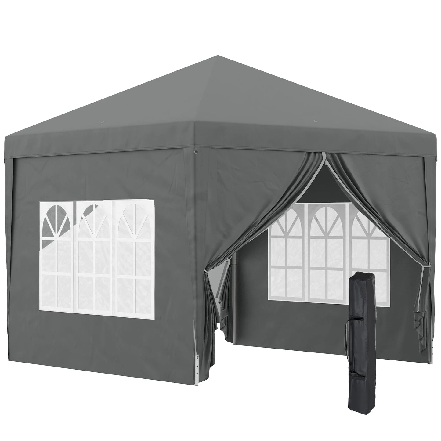 Outsunny 3 x 3(m) Pop Up Gazebo, Water and UV Resistant Party Tent Camping Canopy Marquee with  Carry Bag, Black
