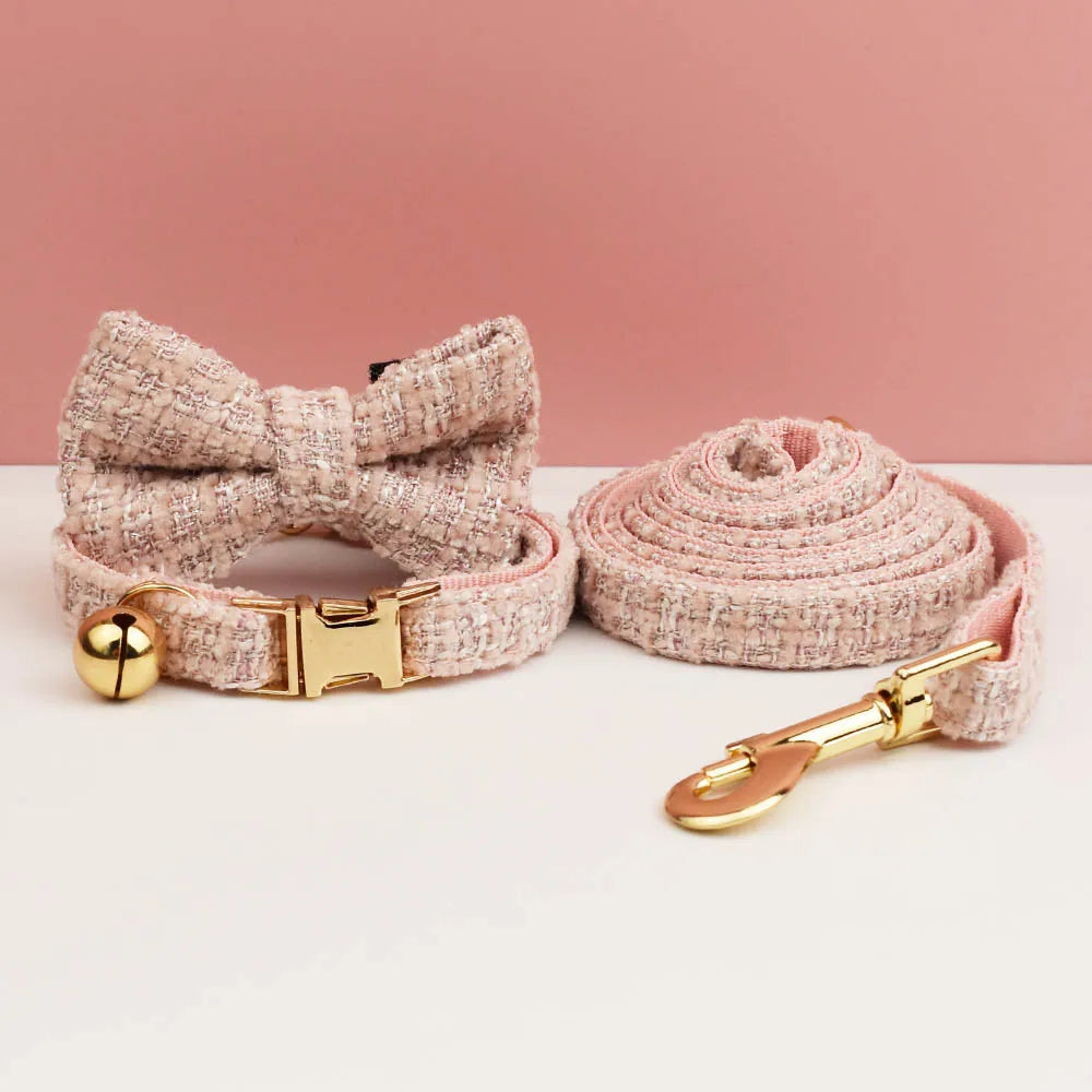 Personalized Metal Hardware Cat Collar And Leash Set with Bell Engraving ID Tag for Kittens Pet Accessories