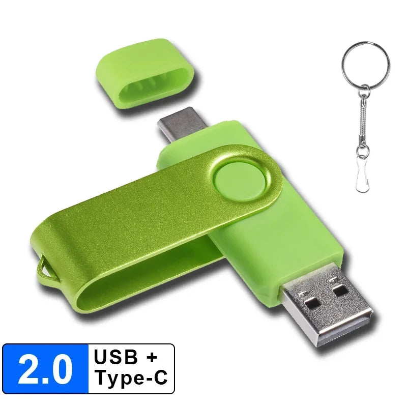 Multifunctional OTG 2 IN 1 Type-c USB Flash Drive Pendrive 128GB Cle Usb Флэш-накопител Stick 32/64 GB Pen Drive for Phone