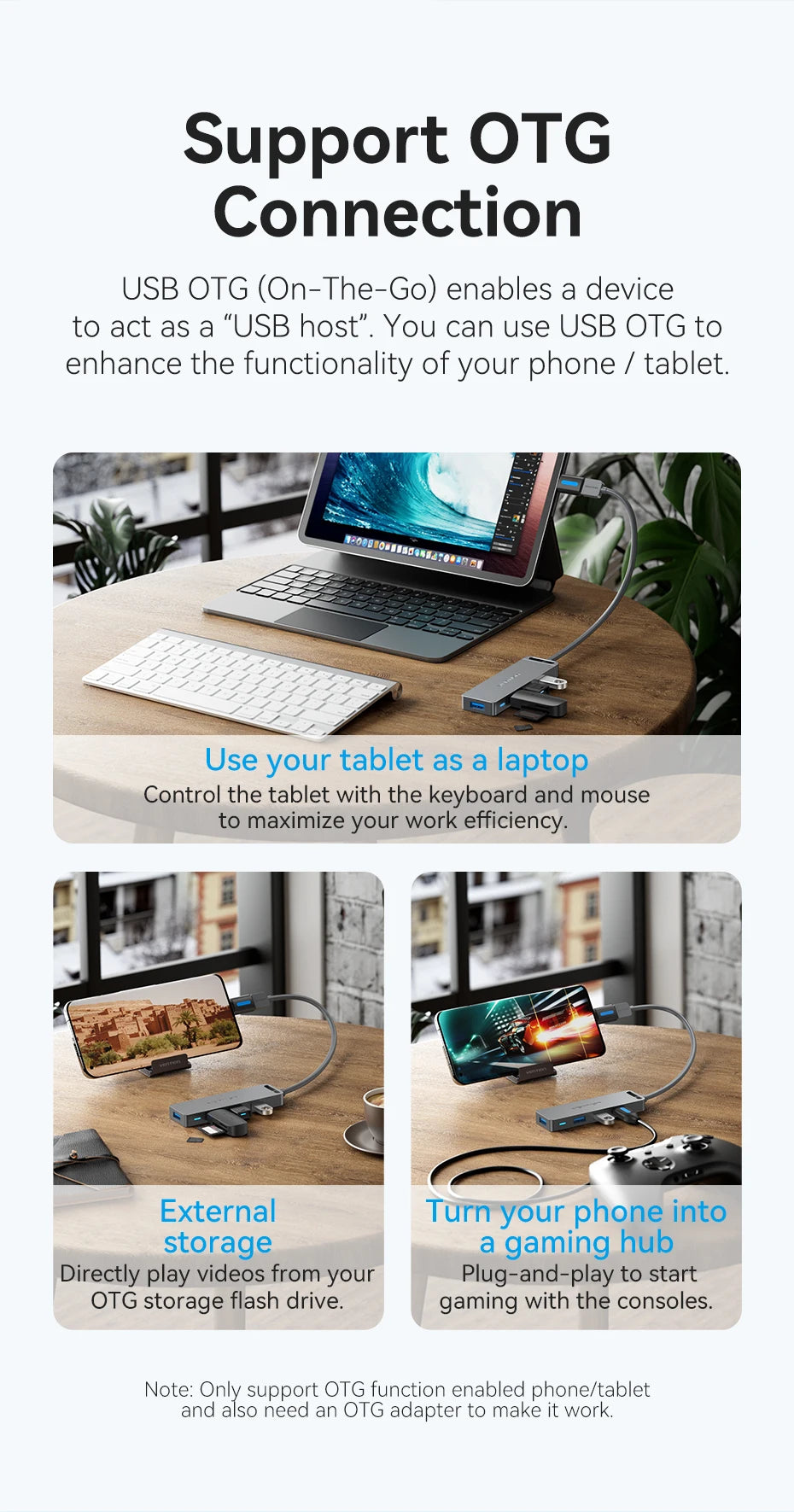 Vention USB Hub High Speed 4 Ports Multi USB 3.0 to USB 3.0 Hub Splitter Adapter for MacBook Pro iPad Pro Xiaomi Lenovo USB Hub