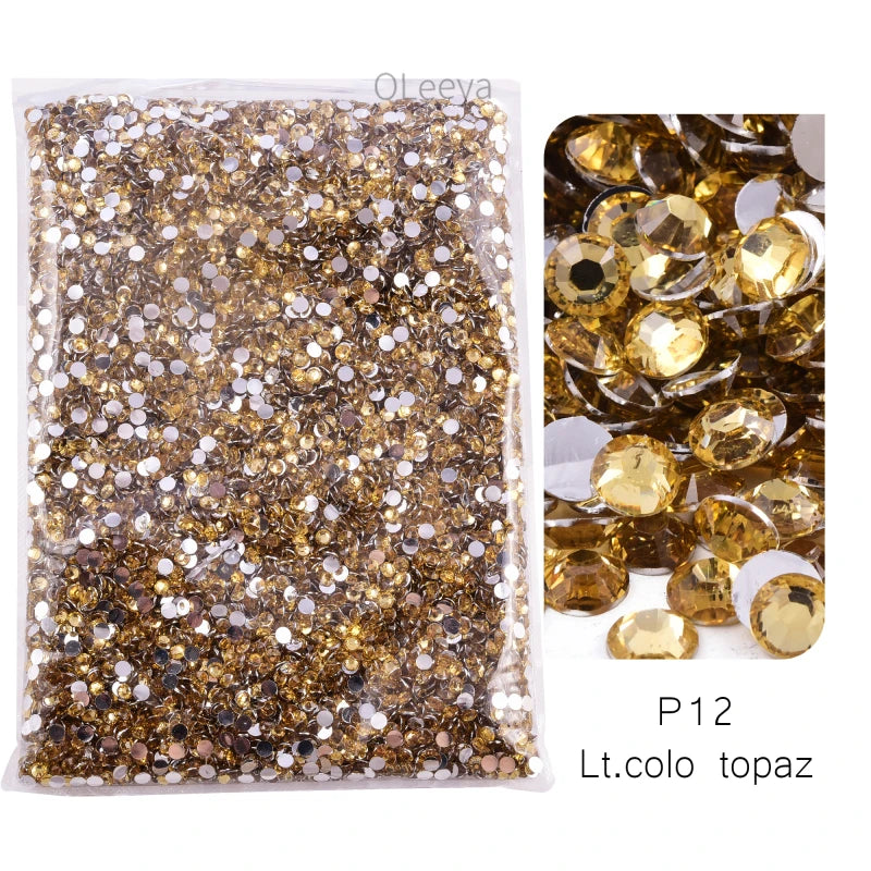 Oleeya Wholesale Flatback Silver bottom Resin Cтразы Non hotfix Rhinestones in Big Package Glitter Crystals and Strass For 네일파츠
