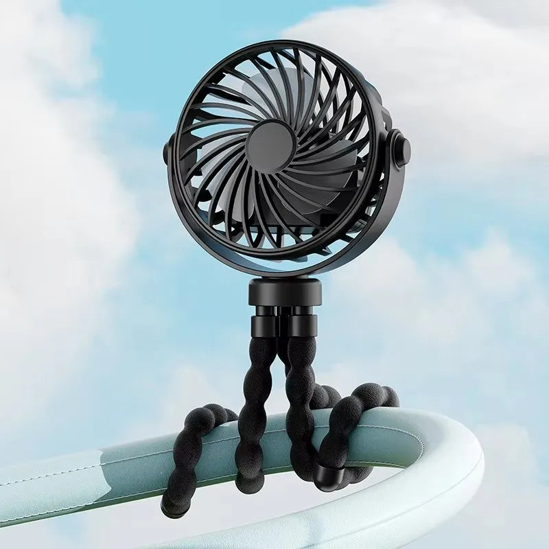Baby 3 Speeds Stroller Mini Fan With Light Portable USB Charging Fan Mobile Phone Holder Stroller Accessories Baby Newborn Items