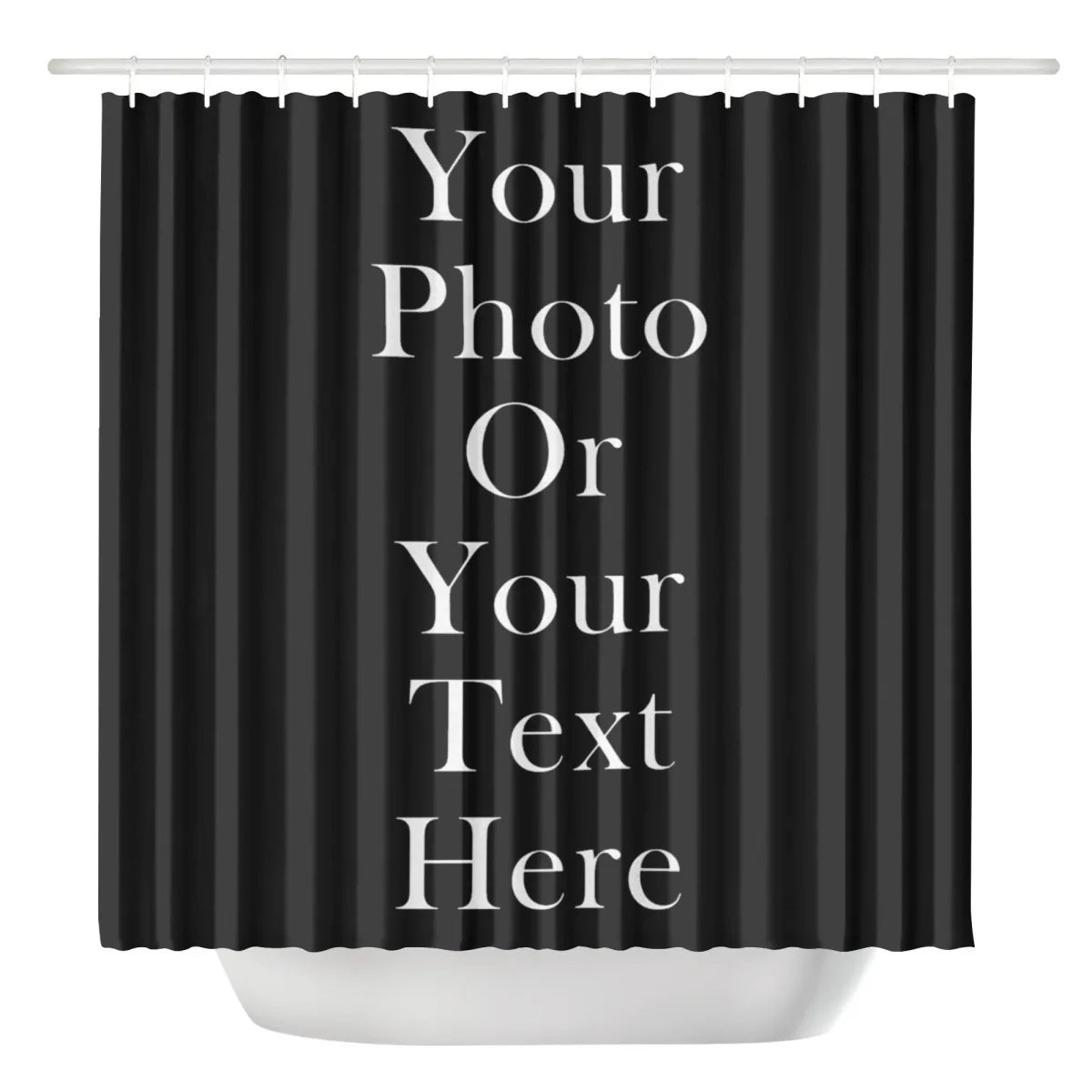 Custom Photo Shower Curtain Personalized Text Design DIY Home Decor Unique Gift Idea Black Background Custom Print