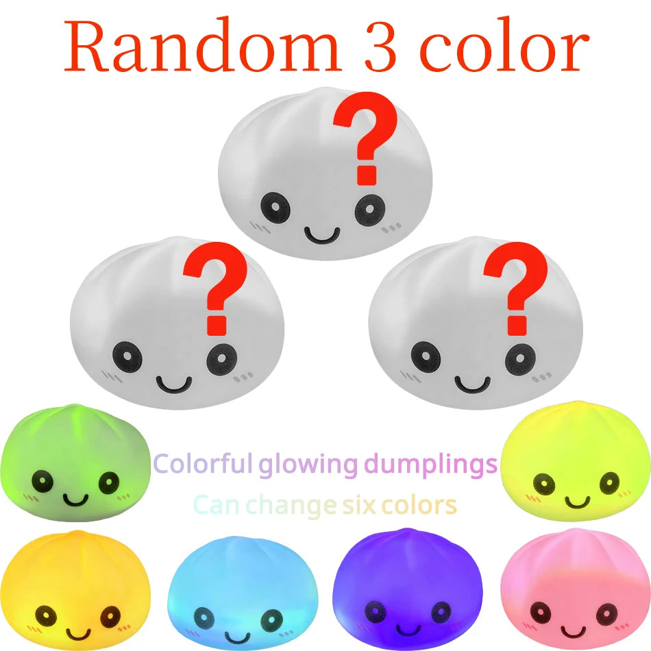 Healing silicone dumpling night light, pressable 6-color gradient LED light, office desktop stress relief gadget