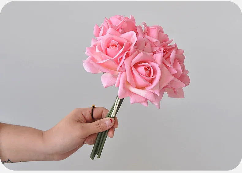5 Head Curled Rose Bouquet with Artificial Moisture Sensation High-end Silk Flower Home Decoration Wedding Decoration