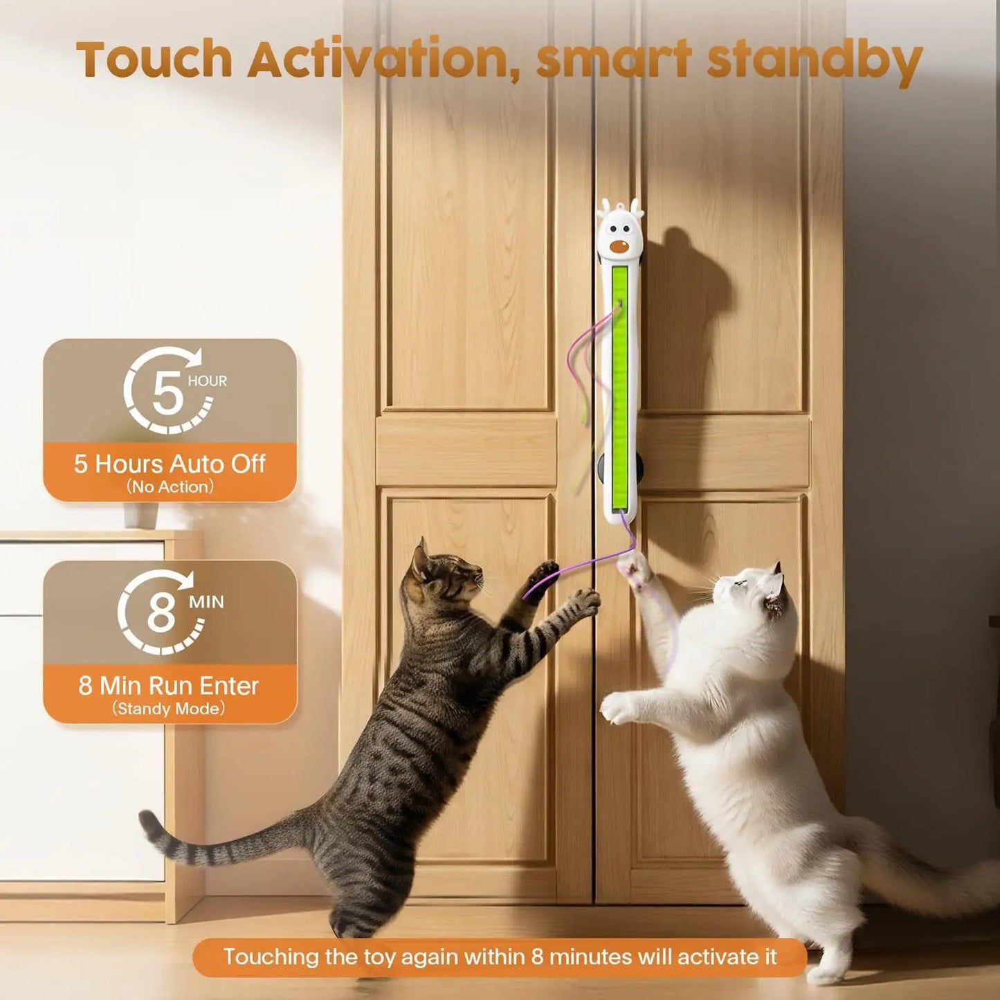 Electronic Cat Toys Wall Mounted Flying Rope Interactive Exercise Rechargeable Cat Enrichment Toys for Home Living Room Kitchen