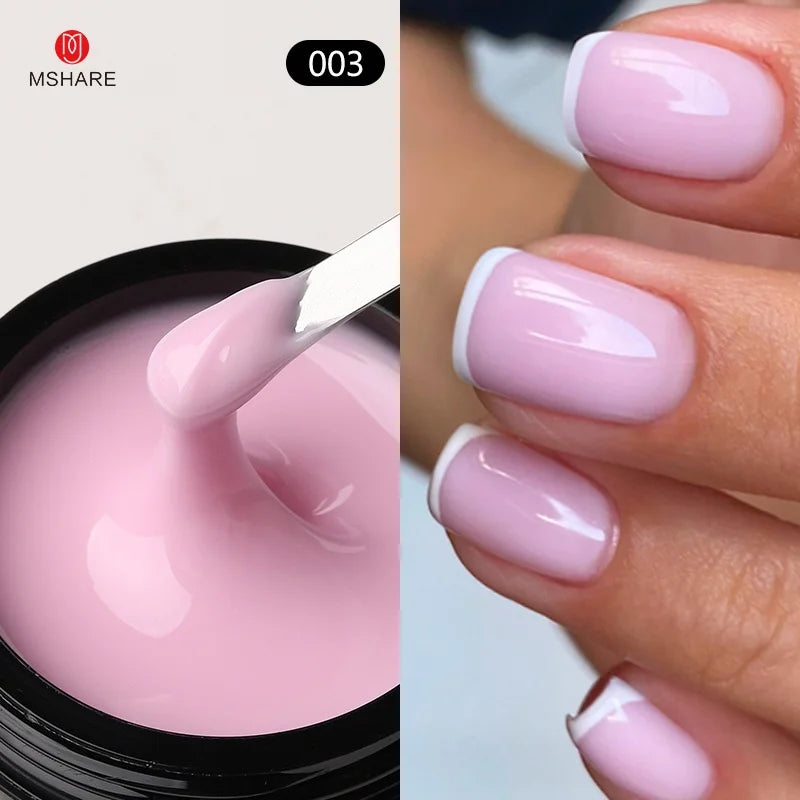 MSHARE 50ml Baby Pink Builder Nails Gel Hema Tpo Free Gel Nail Construction Self Leveling Gel for Nail Extension UV Led